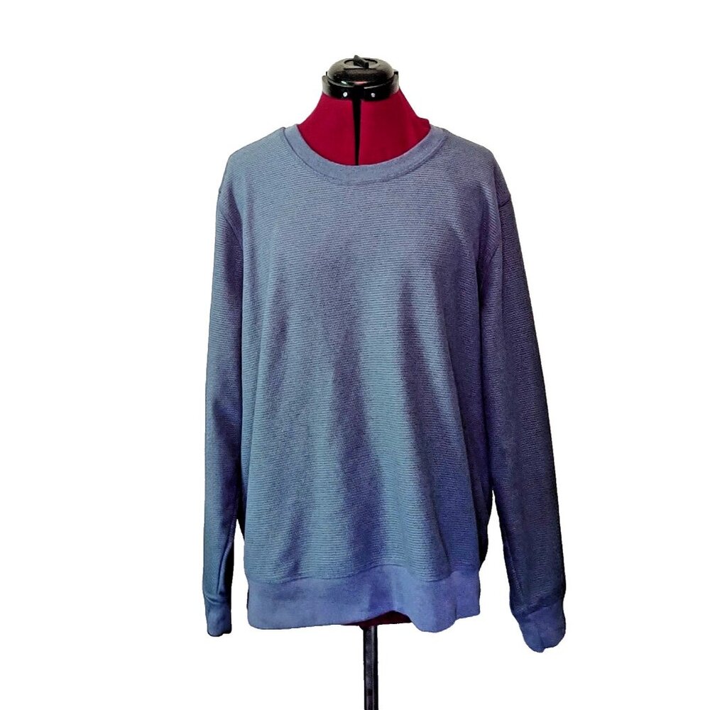 Lands' End Pullover Men’s XL Blue Ribbed Knit Long Sleeve Crew Neck